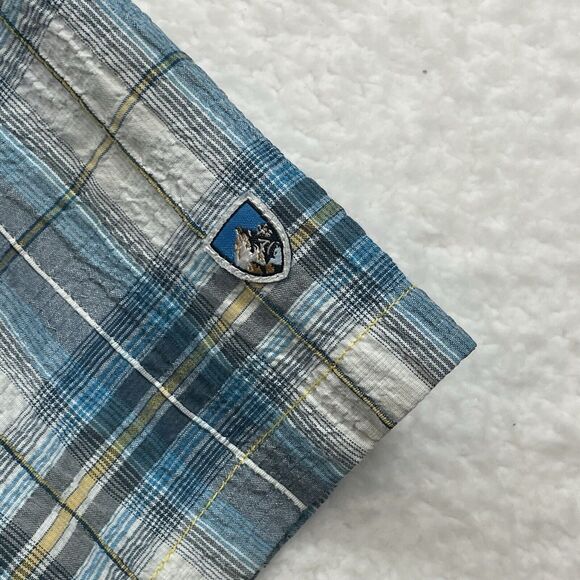 Kuhl Shirt Mens Large Blue Plaid Button Down Pocket Outdoor Short Sleeve Casual - Picture 7 of 12